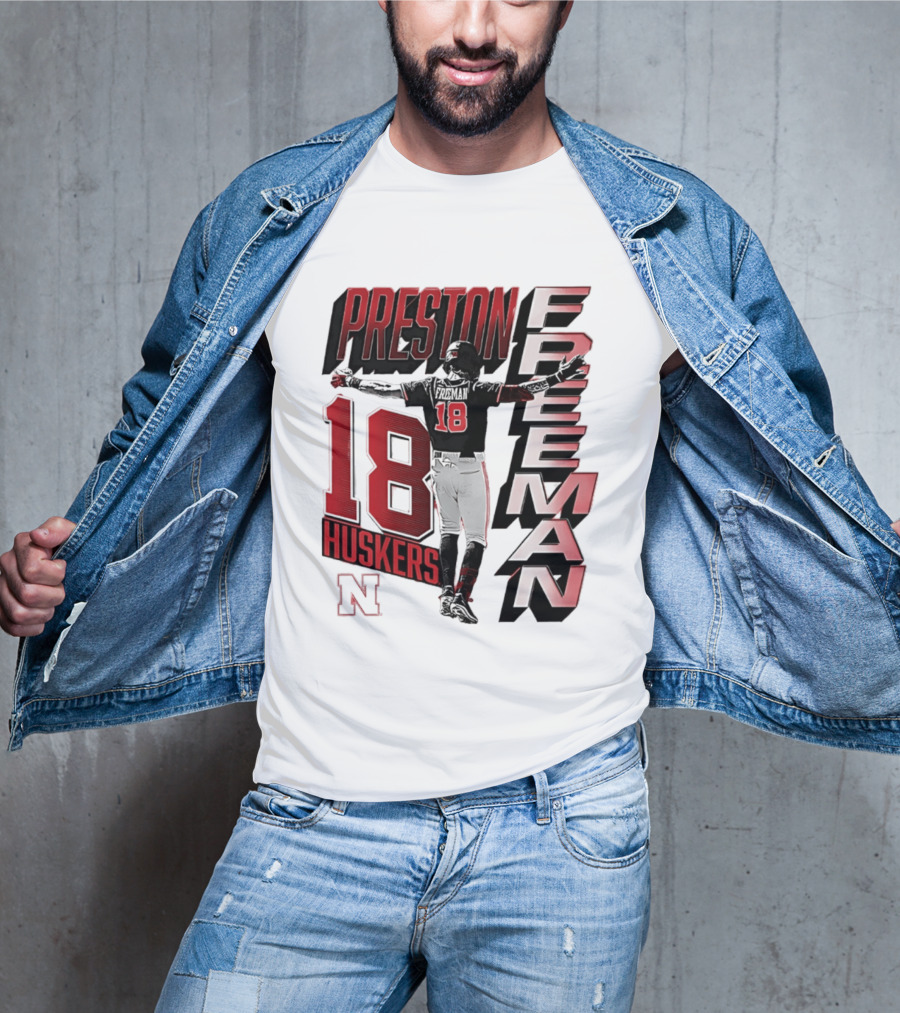 Preston Freeman 18 Huskers Nebraska Football Player T-Shirt