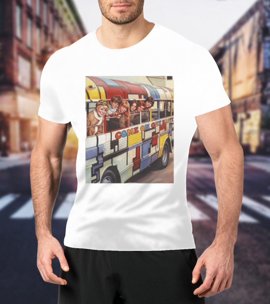 Psychedelic School Bus Come On Get Happy Retro Vibes T-Shirt