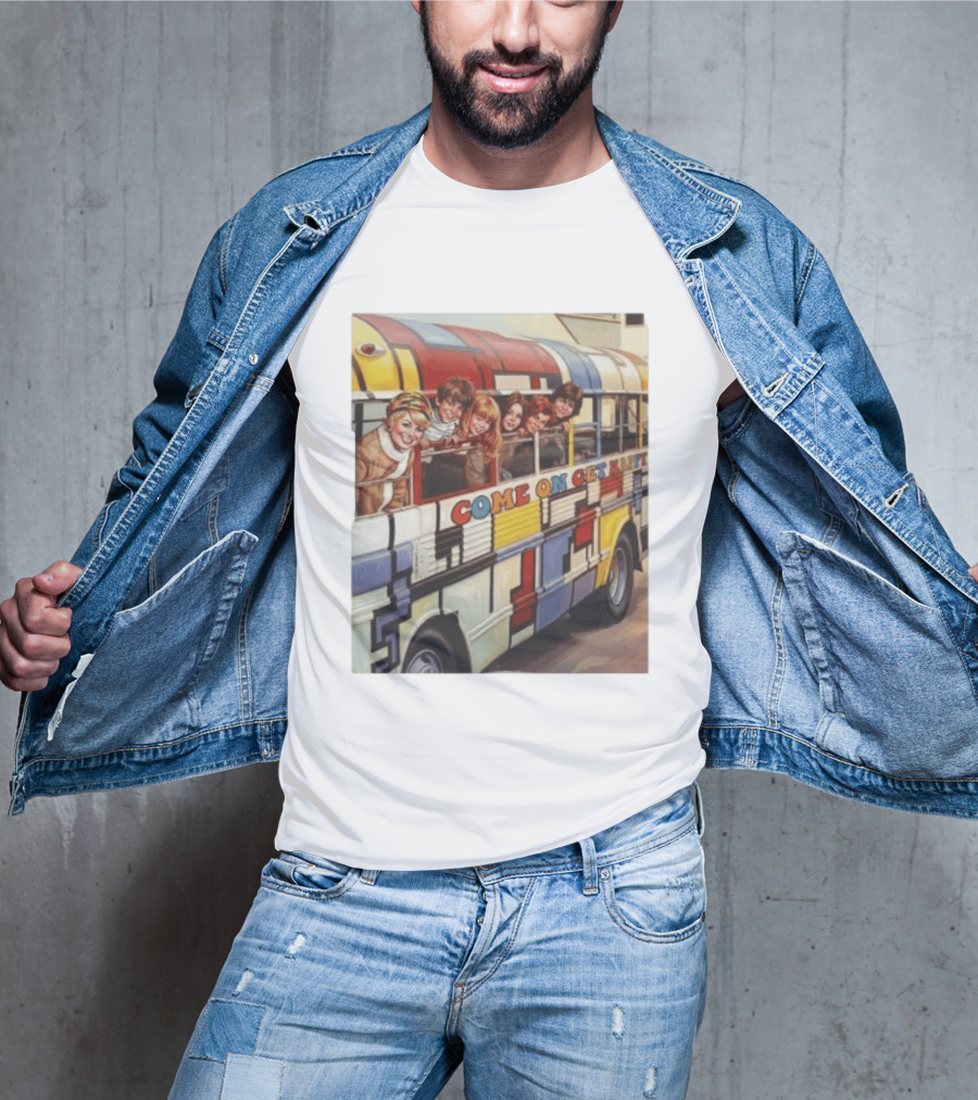 Psychedelic School Bus Come On Get Happy Retro Vibes T-Shirt