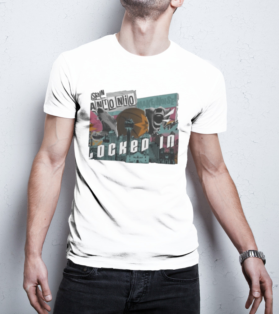 San Antonio Locked In Make Noise Basketball Skyline T-Shirt