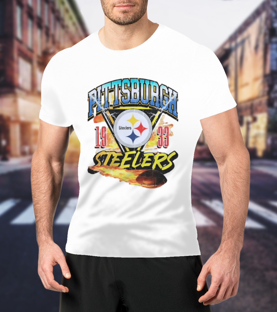 Pittsburgh Steelers 1933 Football Flame T-Shirt