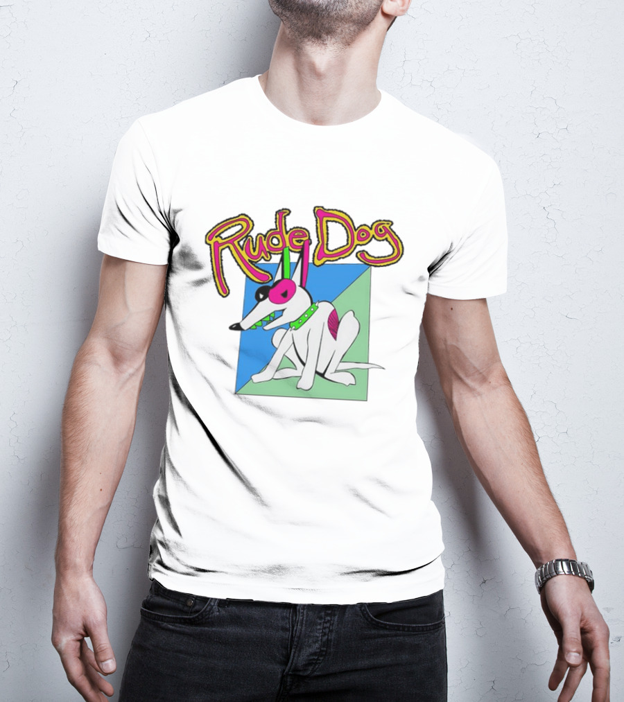 Rude Dog Retro 80s Cartoon Style Colorful T-Shirt
