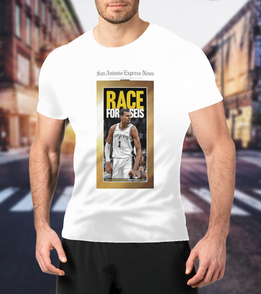 San Antonio Express News Victor Wembanyama Spurs Race For Seis Basketball T-Shirt