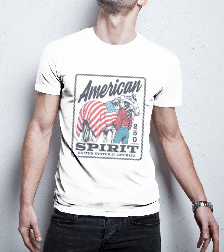 American Spirit 250 United States Of America Horse And Rider With Flag Blanket T-Shirt