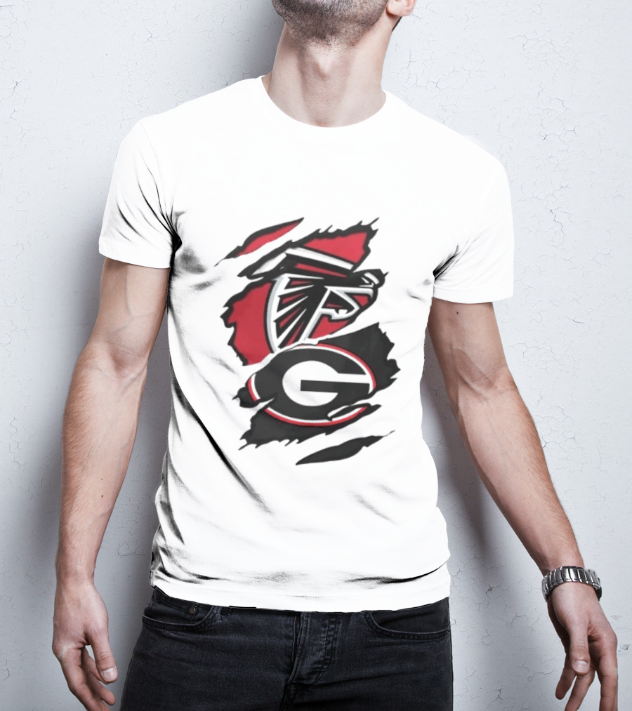 Atlanta Falcons Georgia Bulldogs Sports Team Graphic Rip T-Shirt