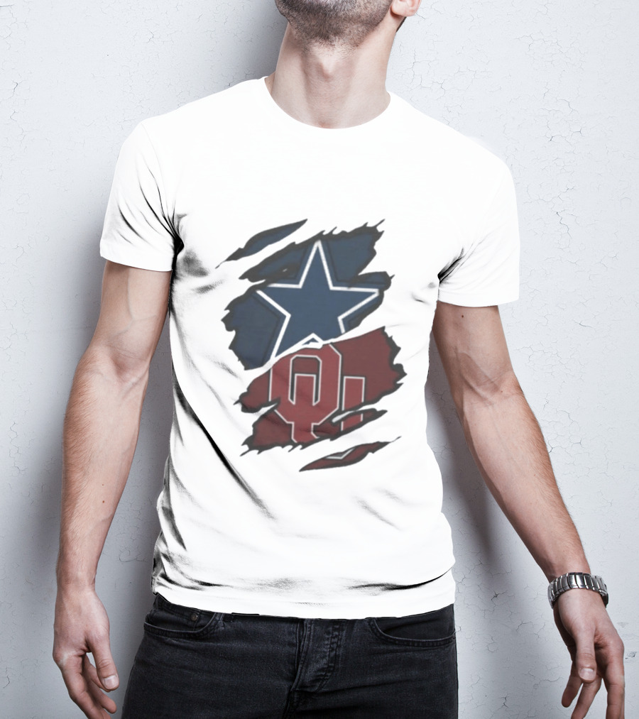 Dallas Cowboys Oklahoma Sooners NCAA Sports Ripped Star OU T-Shirt