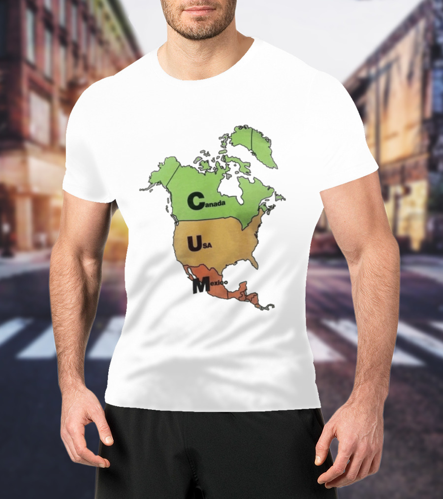 North America Map Canada USA Mexico Geography Continent Country T-Shirt