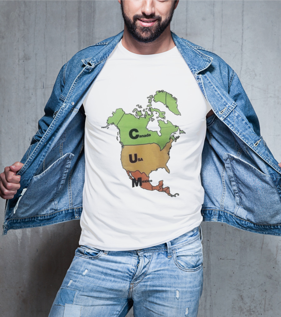 North America Map Canada USA Mexico Geography Continent Country T-Shirt