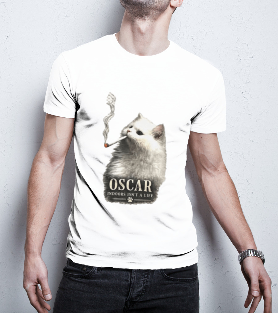 Oscar Indoors Isn't A Life Cat Smoking Cigarette T-Shirt