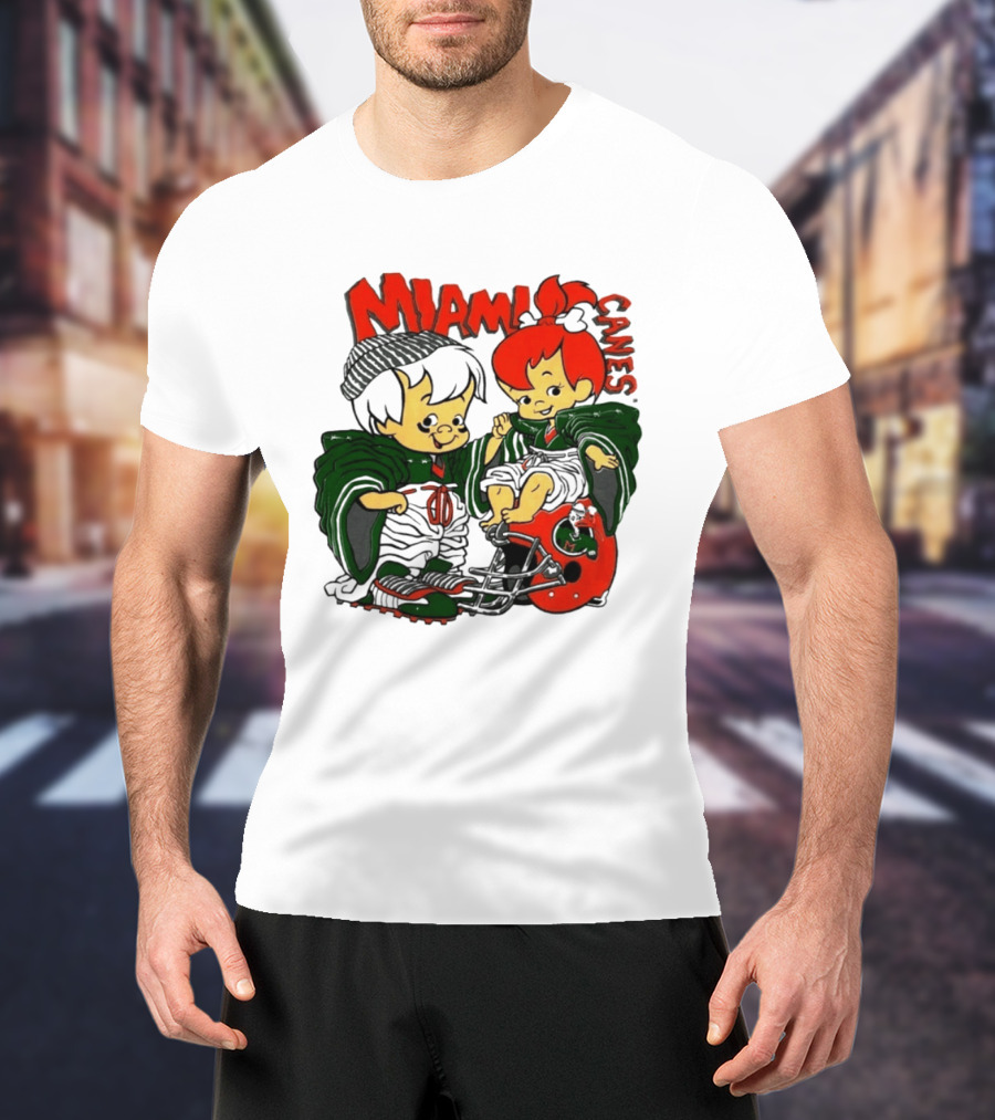 Miami Hurricanes MIAMI CANES Pebbles Bamm Bamm Flintstones NCAA T-Shirt