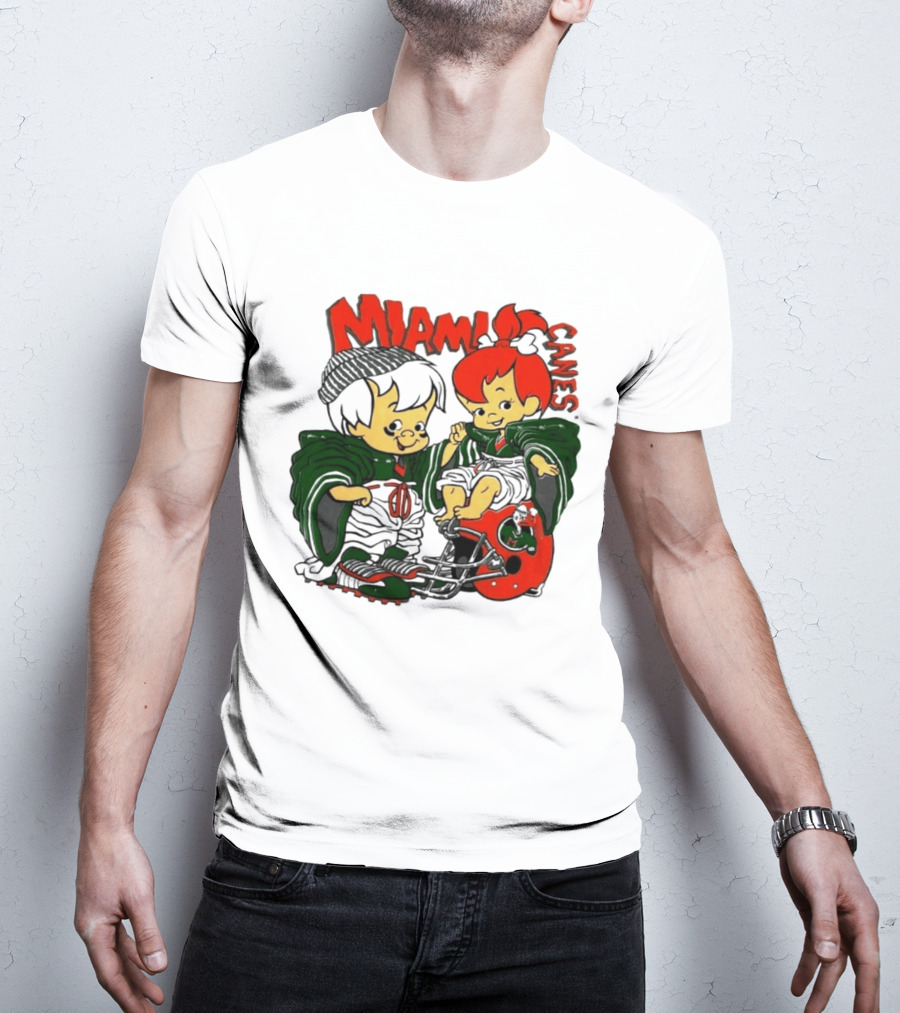 Miami Hurricanes MIAMI CANES Pebbles Bamm Bamm Flintstones NCAA T-Shirt