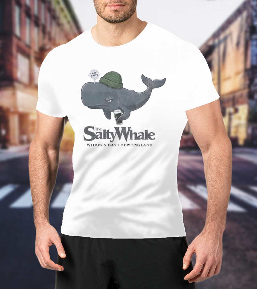 Get Salty Whale New England Beer Drinker Nautical Widows Bay T-Shirt