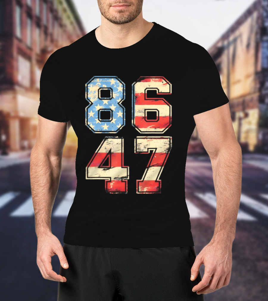Anti ICE Subtle FDT Democrat 8647 American Flag Numbers T-Shirt
