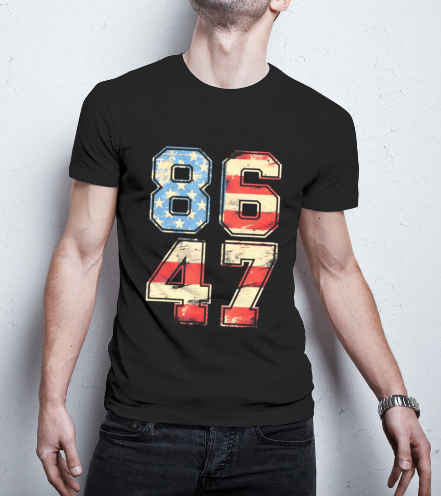 Anti ICE Subtle FDT Democrat 8647 American Flag Numbers T-Shirt
