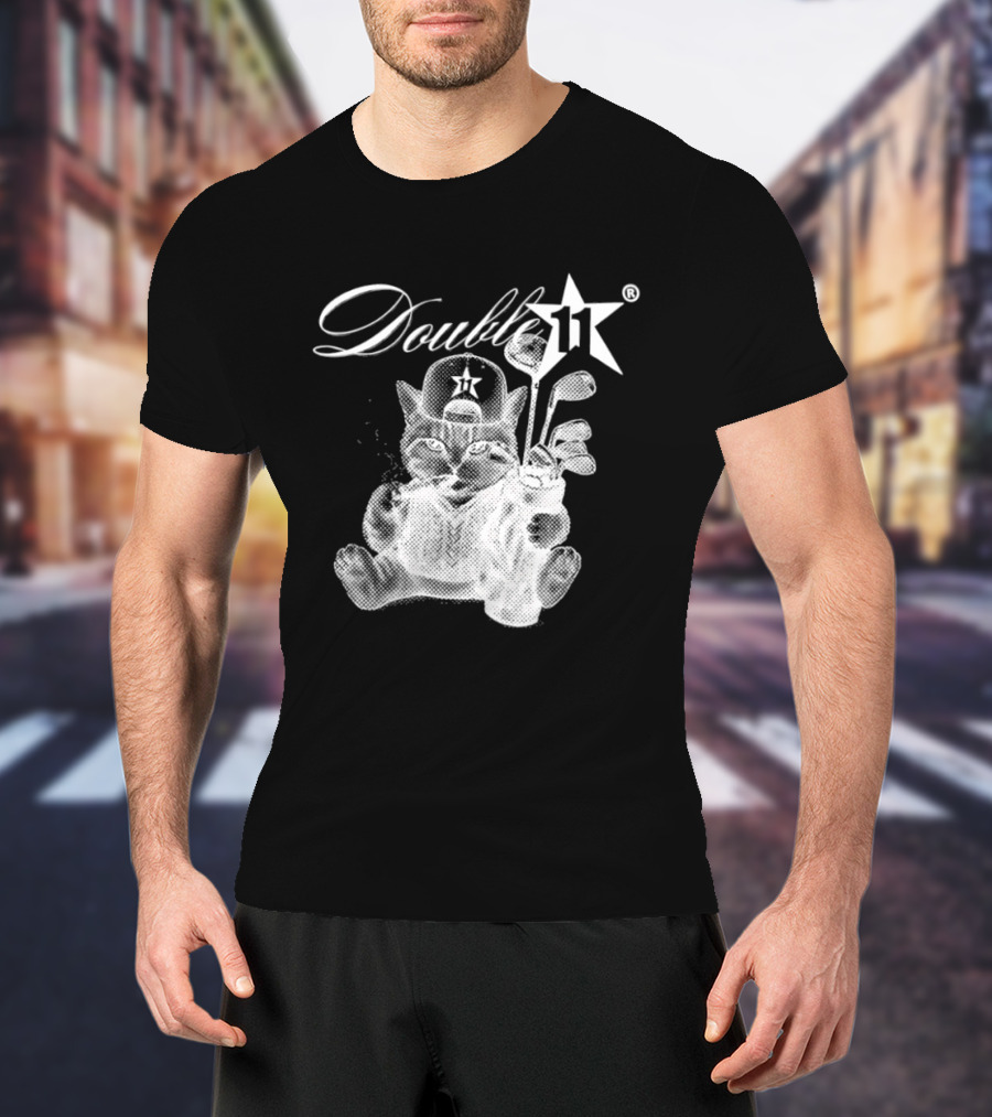 Double 11 Golfing Cat Star Golf Clubs Urban Streetwear 2026 Future T-Shirt