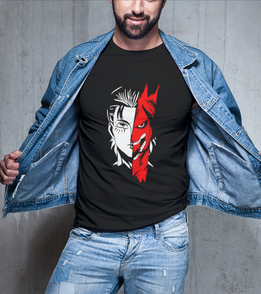Eren Yeager Attack Titan Split Face The Rumbling 2026 Anime Manga T-Shirt