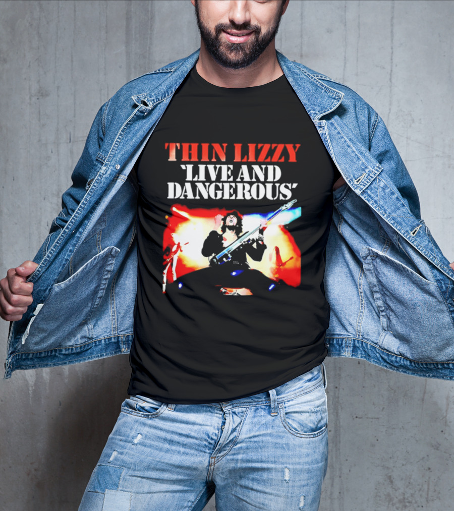 Thin Lizzy Live And Dangerous Cover Classic Rock Band Album T-Shirt