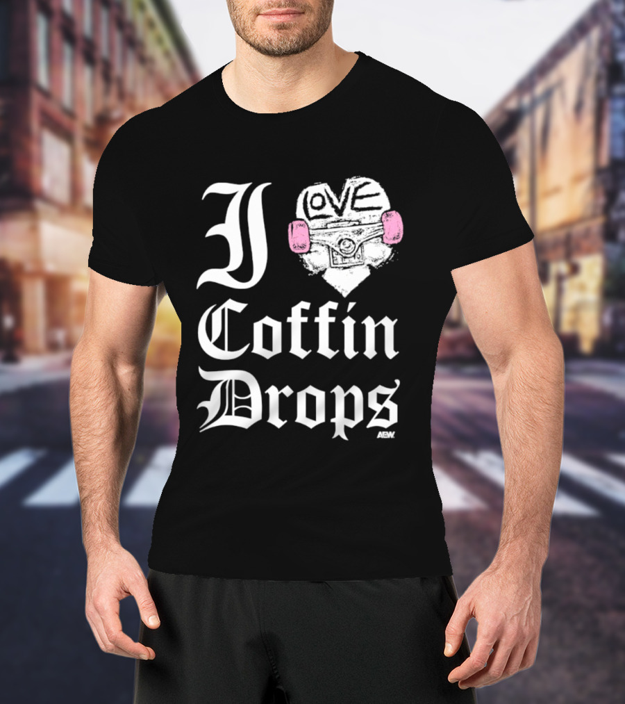I Love Coffin Drops Aew Skateboard Heart Pink Gloves T-Shirt