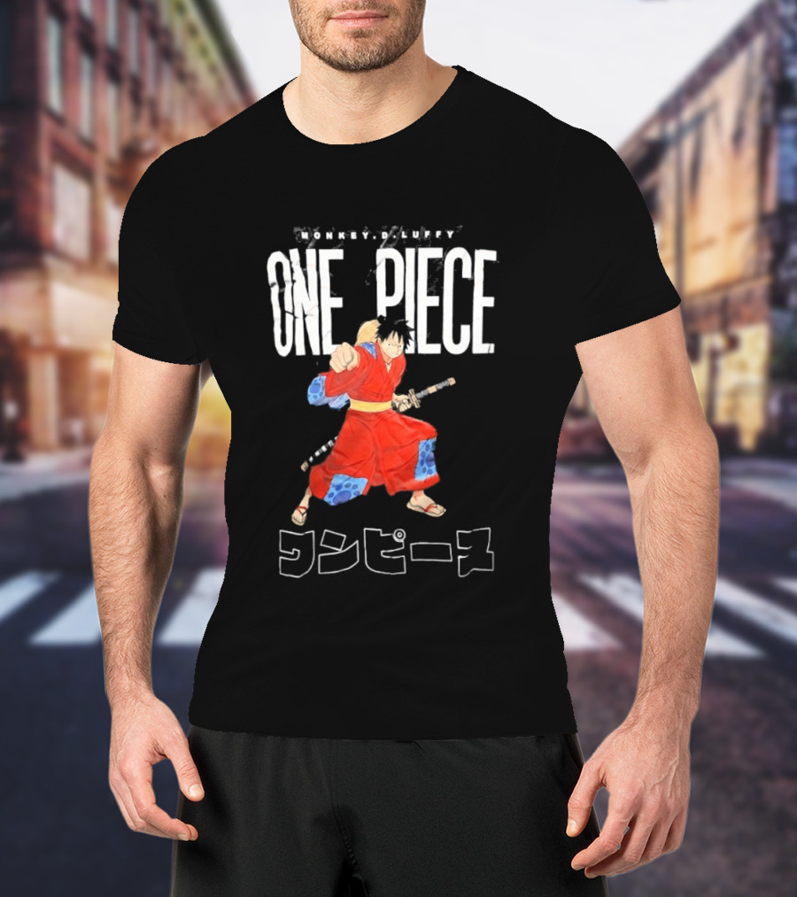 One Piece Luffy Wano Samurai Katana Anime Japanese T-Shirt
