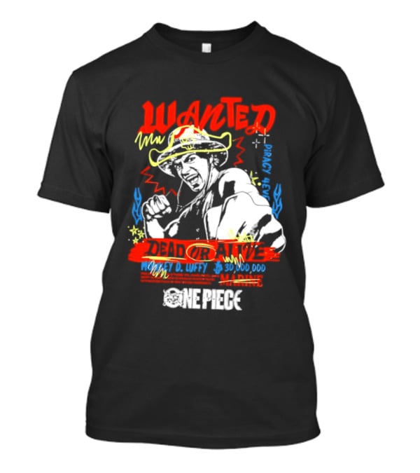 One Piece Monkey D. Luffy Wanted Dead Or Alive 30 Million Berries Bounty Straw Hat Pirate 2026 T-Shirt