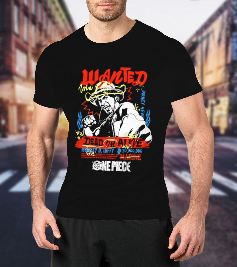 One Piece Monkey D. Luffy Wanted Dead Or Alive 30 Million Berries Bounty Straw Hat Pirate 2026 T-Shirt