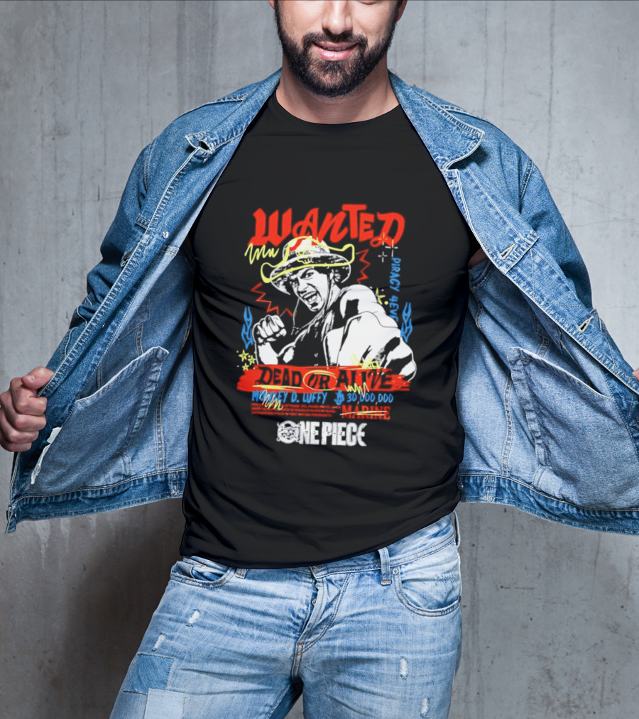 One Piece Monkey D. Luffy Wanted Dead Or Alive 30 Million Berries Bounty Straw Hat Pirate 2026 T-Shirt