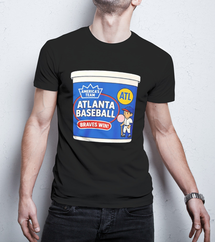 Braves Win America's Team Atlanta Baseball ATL Bubble Gum Crown T-Shirt