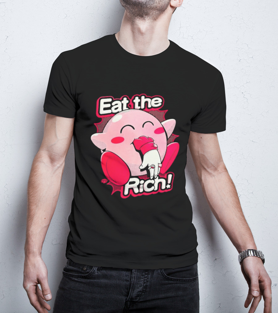 Eat The Rich Pink Character Eating Playful T-Shirt