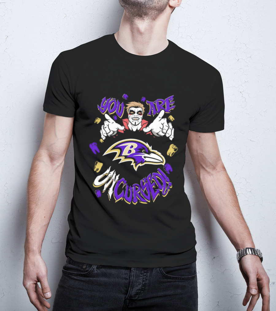 WWE Danhausen Baltimore Ravens Vampire Halloween You Are On Cursed T-Shirt