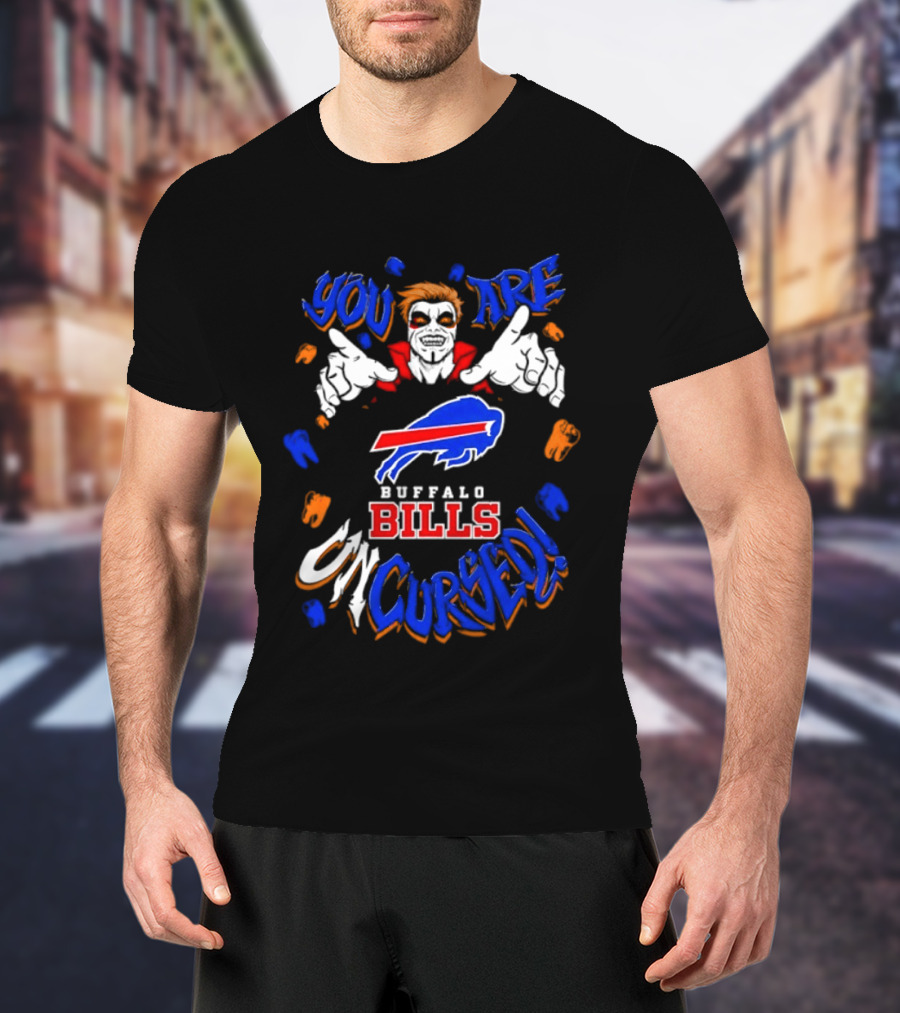 WWE Danhausen X Buffalo Bills You Are Uncursed Halloween Vampire Fangs T-Shirt