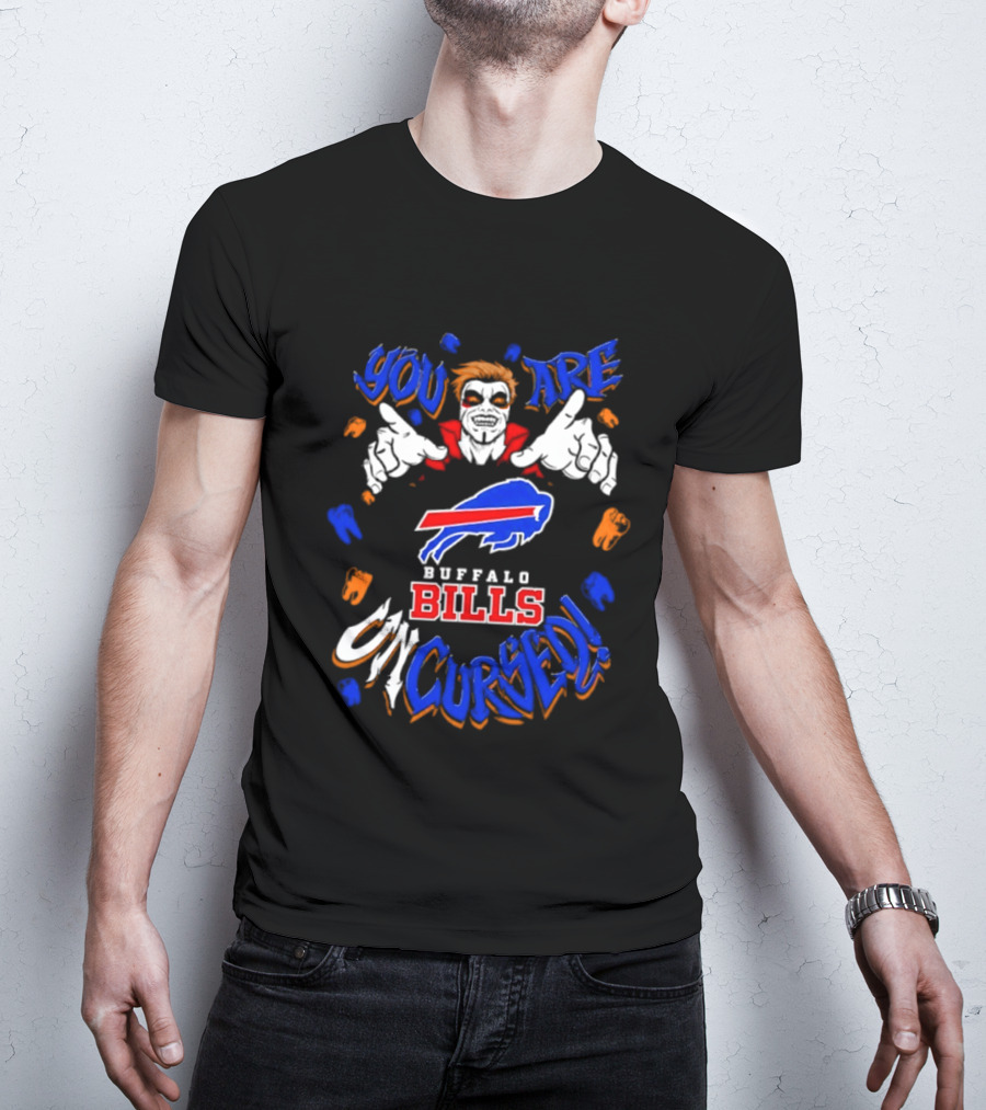 WWE Danhausen X Buffalo Bills You Are Uncursed Halloween Vampire Fangs T-Shirt