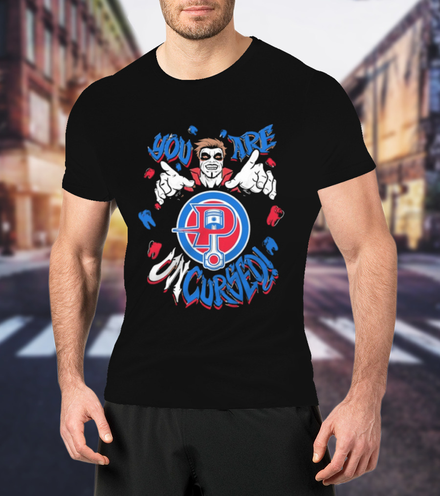 Danhausen X Detroit Pistons You Are Uncursed WWE Collaboration Blue Red White T-Shirt