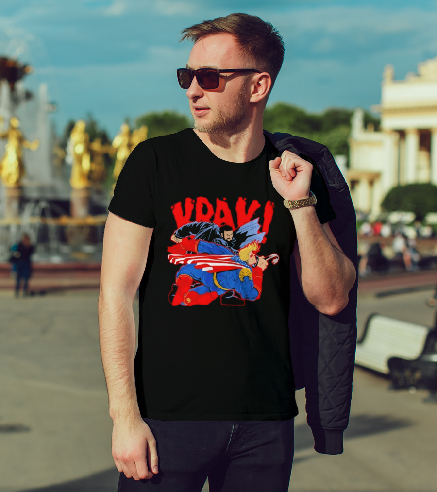 Billy Butcher Punching Homelander VRAK Comic Style Showdown T-Shirt