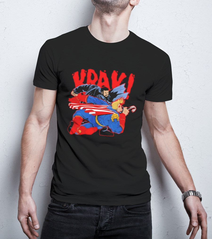 Billy Butcher Punching Homelander VRAK Comic Style Showdown T-Shirt