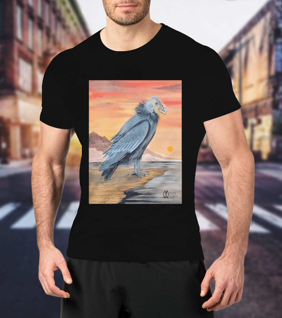 California Condor On Cliff Matt Starr Sunset Scene T-Shirt