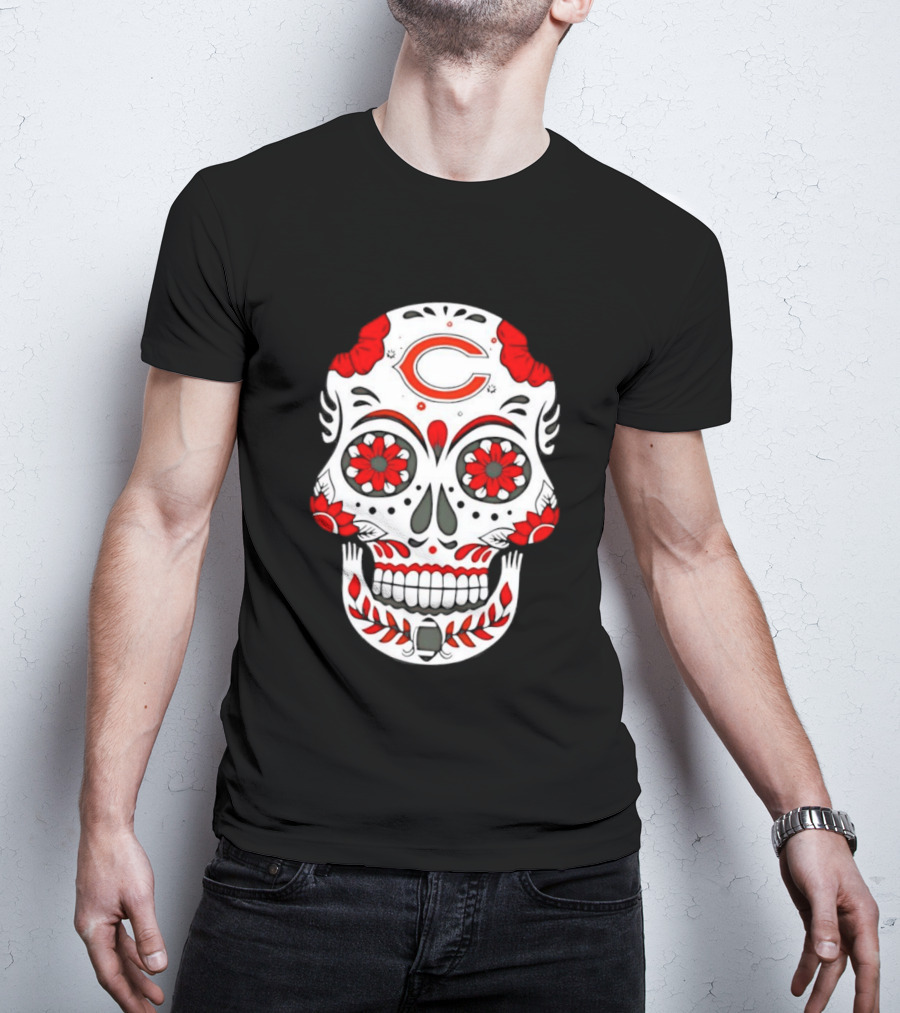 Chicago Bears Dia De Los Muertos Sugar Skull C T-Shirt