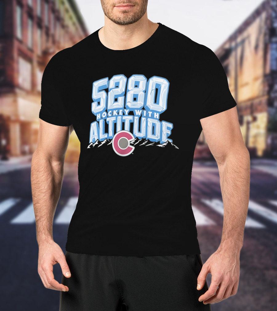 Hockey With Altitude 5280 Colorado Avalanche Ice Mountains T-Shirt