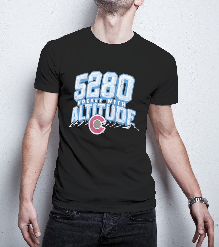 Hockey With Altitude 5280 Colorado Avalanche Ice Mountains T-Shirt