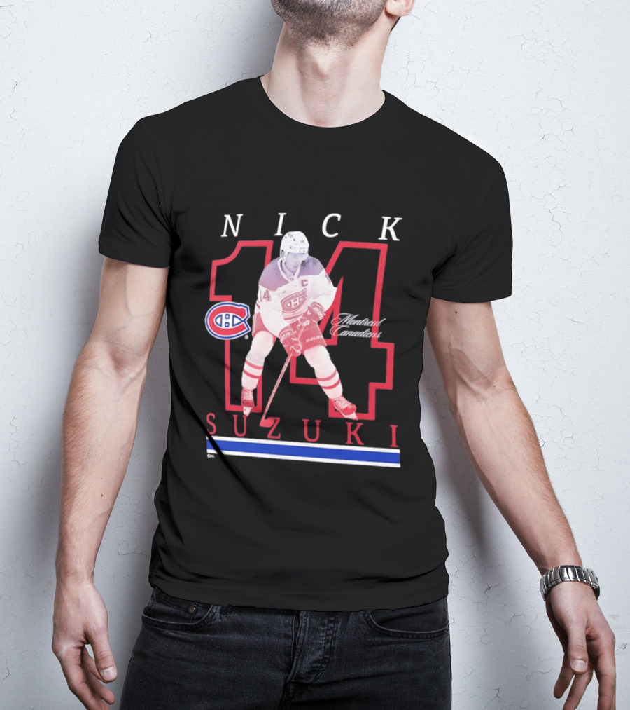 Nick Suzuki 14 Montreal Canadiens Captain Hockey T-Shirt