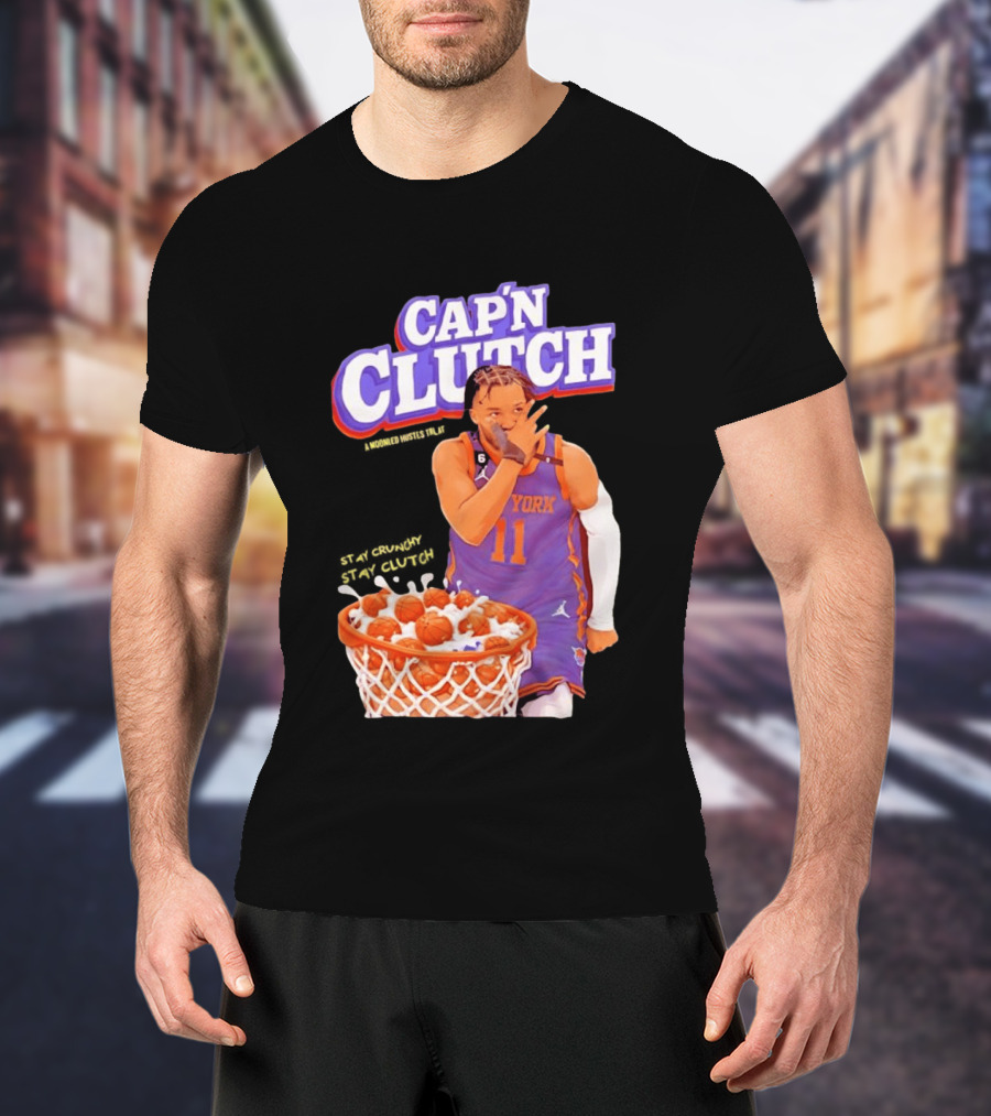 New York Knicks Jalen Brunson Capn Clutch Basketball Cereal Stay Crunchy T-Shirt