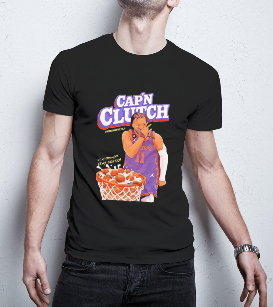 New York Knicks Jalen Brunson Capn Clutch Basketball Cereal Stay Crunchy T-Shirt