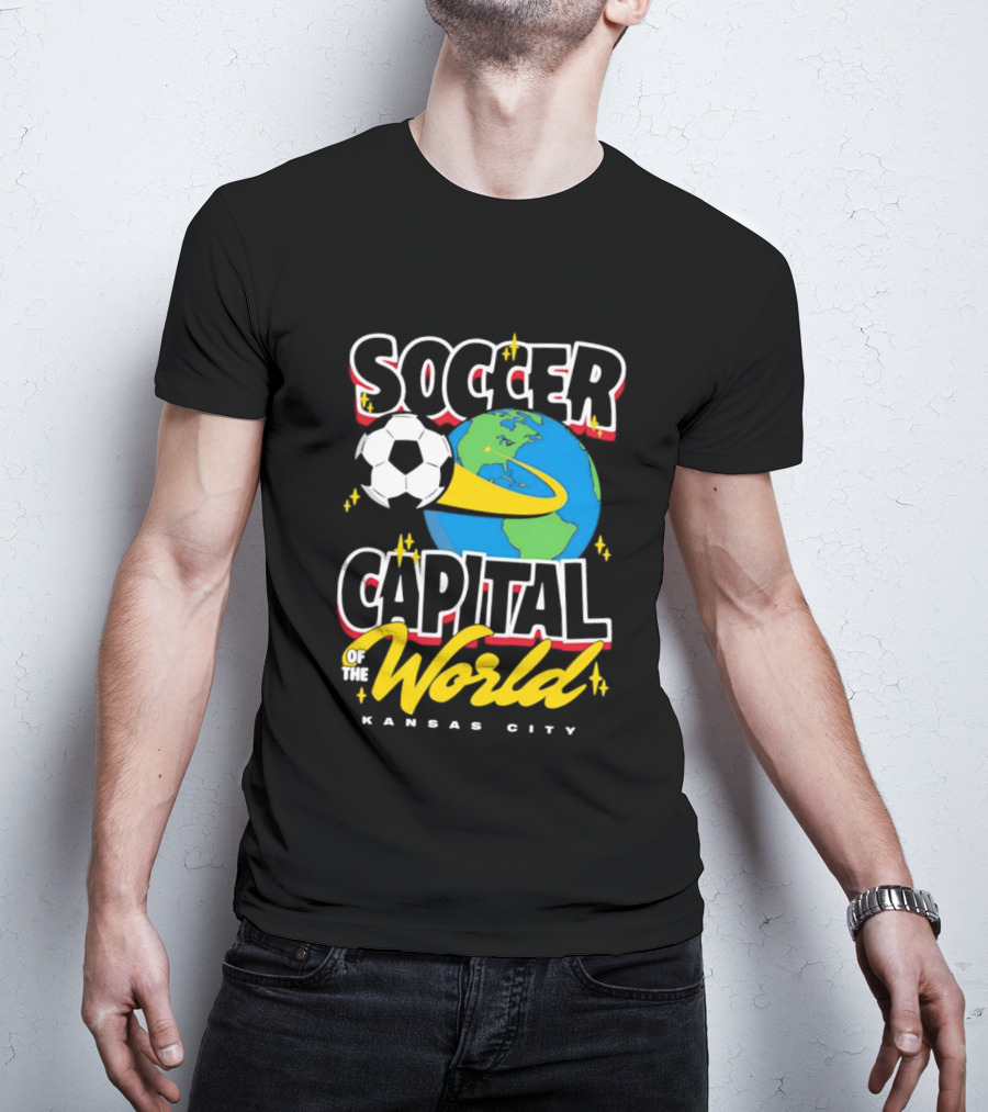 Kansas City Soccer Capital Of The World Globe Soccer Ball T-Shirt
