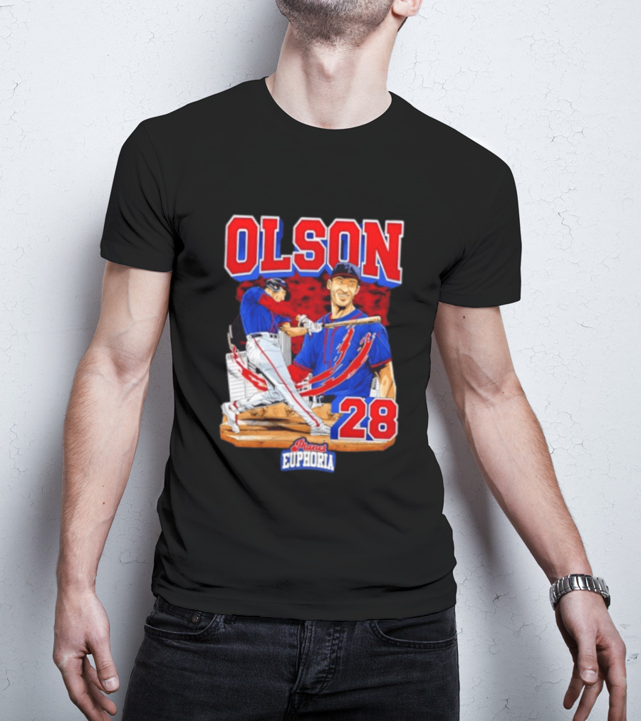 Matt Olson 28 Planet Euphoria Braves Baseball Comic Swing T-Shirt