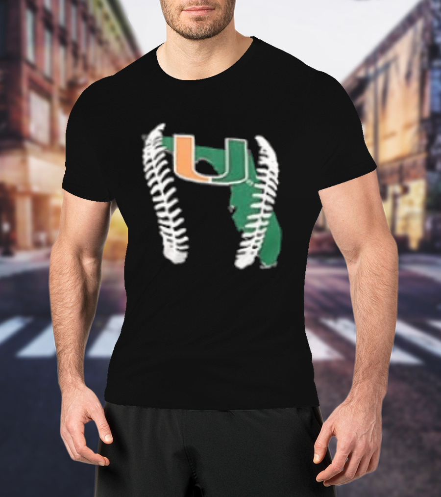 Miami Hurricanes U 2026 Baseball Orange Green T-Shirt