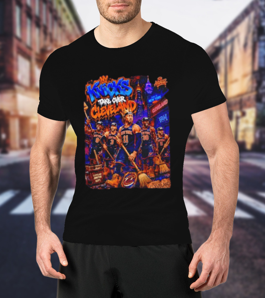 New York Knicks Take Over Cleveland NBA Basketball Rivalry City Battle T-Shirt