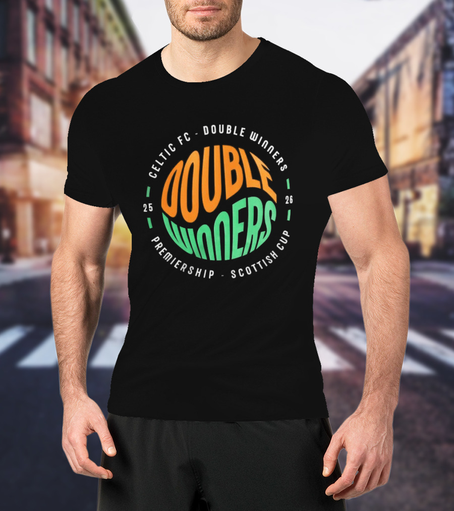 Celtic FC Double Winners 2026 Premiership Scottish Cup T-Shirt