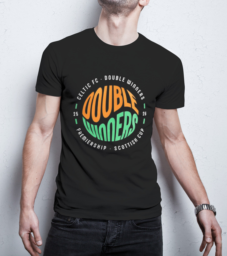 Celtic FC Double Winners 2026 Premiership Scottish Cup T-Shirt