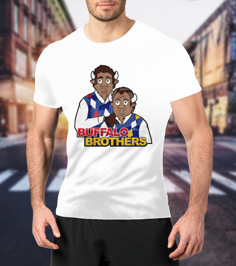 Buffalo Brothers Bison Characters Cartoon Duo T-Shirt