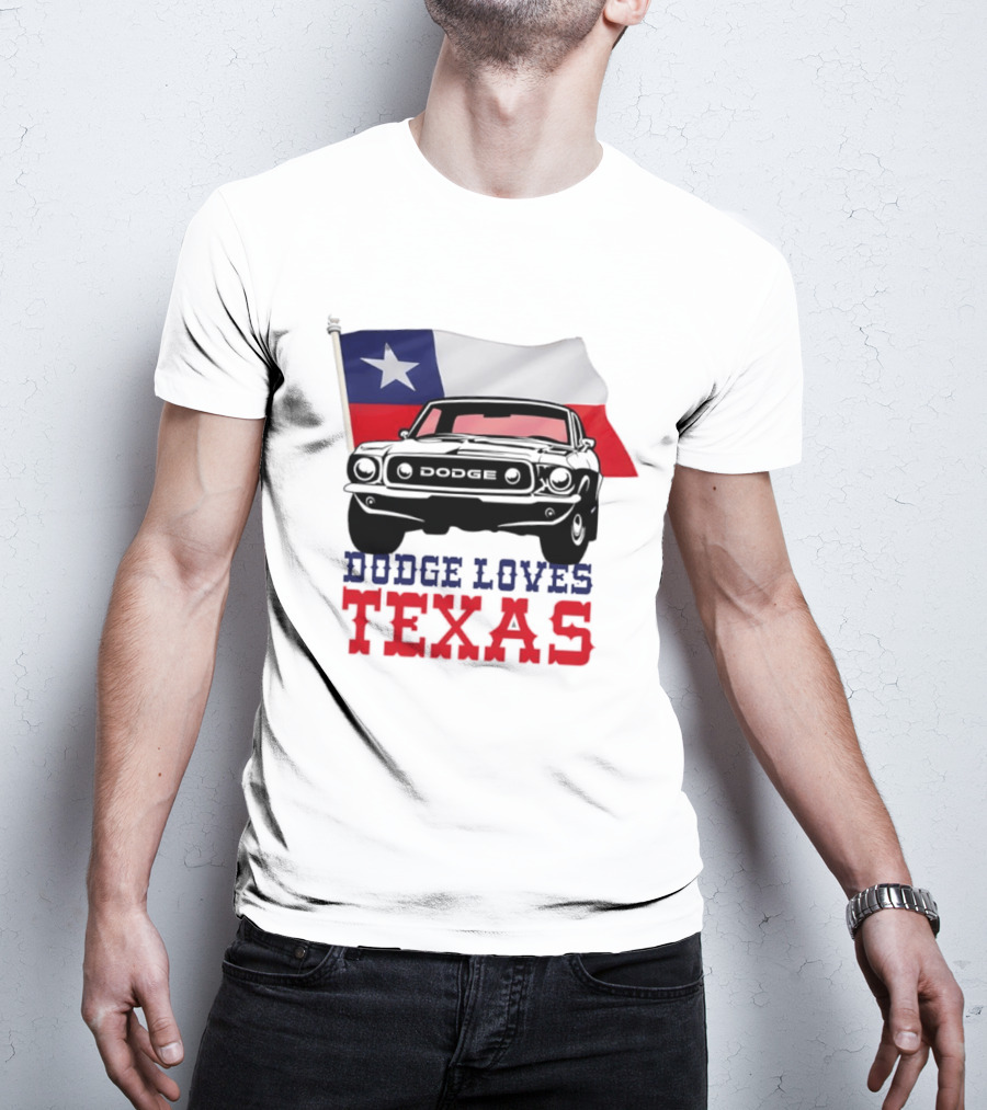 Dodge Loves Texas State Flag Mustang T-Shirt