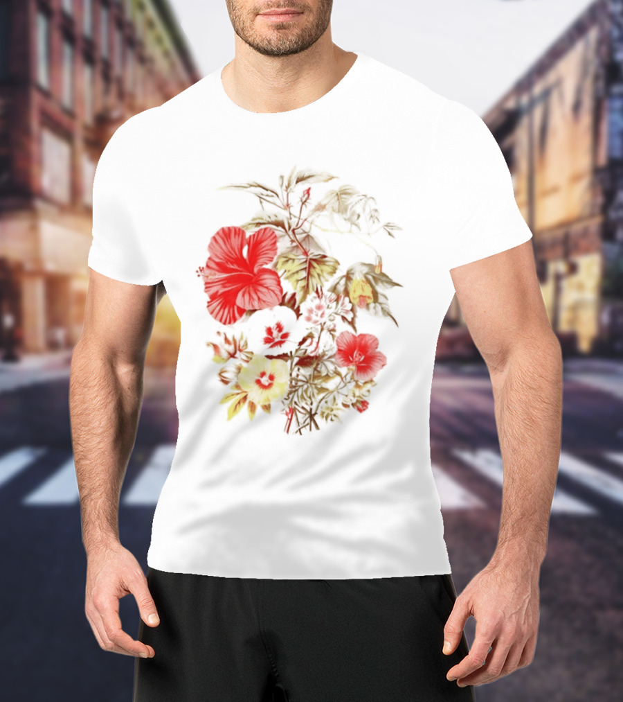 Hibiscus Mallow Cotton Floral Blossoms T-Shirt